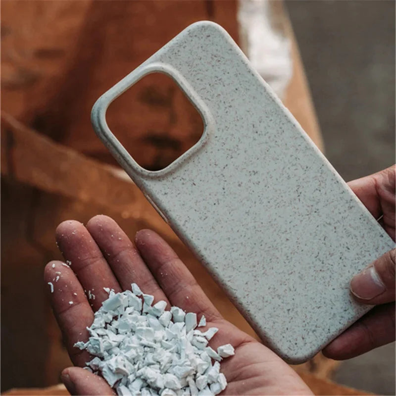 Shockproof Matte Wheat Straw Silicone Phone Case For iPhone 15 14 12 11 13 Pro Max 15 14plus XS Max X XR Eco-friendly Soft Cover