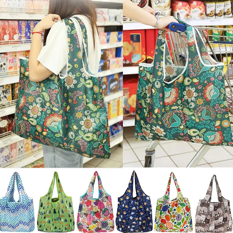 Tote Bags Flower Print Women's Grocery Handbags