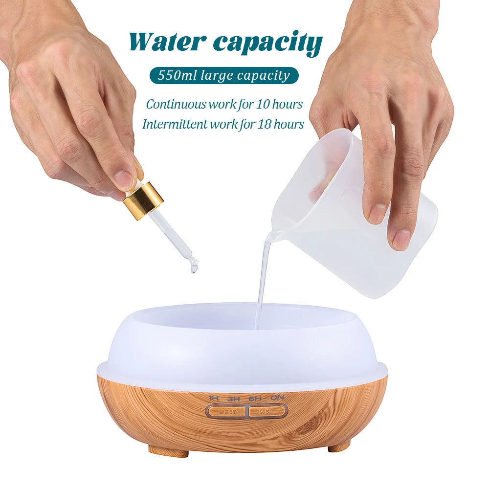 550ml air humidifier, timed aromatherapy diffuser, remote control, no water and power outage protection