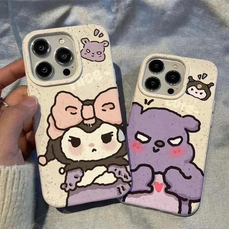 Phone Case for iPhone 14 15 Pro Sanrio Baku Kuromi  Anime Eco-Friendly Protective Cover