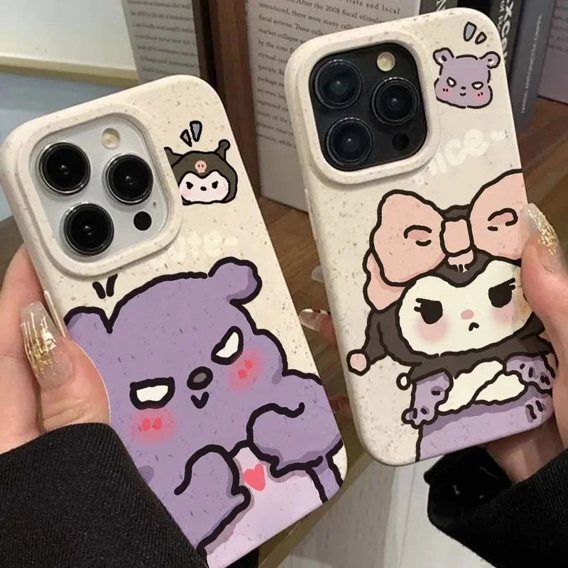 Phone Case for iPhone 14 15 Pro Sanrio Baku Kuromi  Anime Eco-Friendly Protective Cover