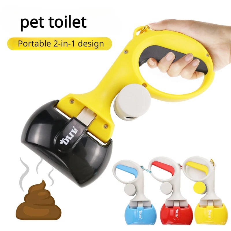 2-in-1 portable dog waste toilet pickup with garbage bag