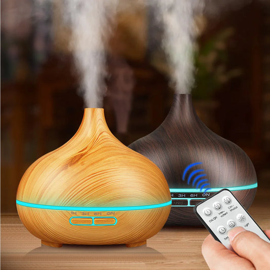 500ml Essential Oil Diffuser Wood Grain Aromatherapy Ultrasonic Remote Control