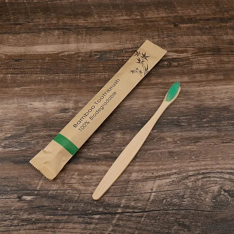 10pcs ECO Friendly Bamboo Toothbrush  Adult Wooden Soft Tooth Brush