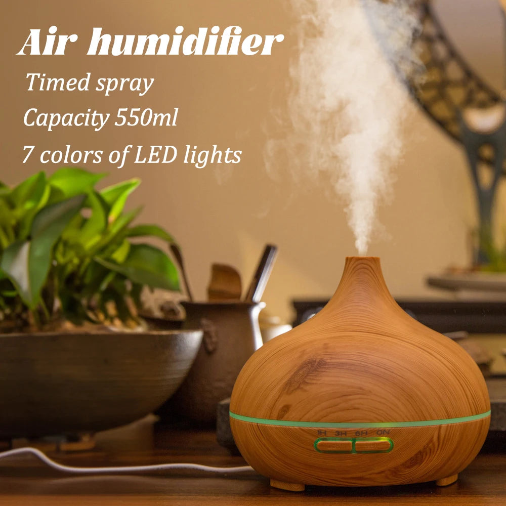 550ml air humidifier, timed aromatherapy diffuser, remote control, no water and power outage protection